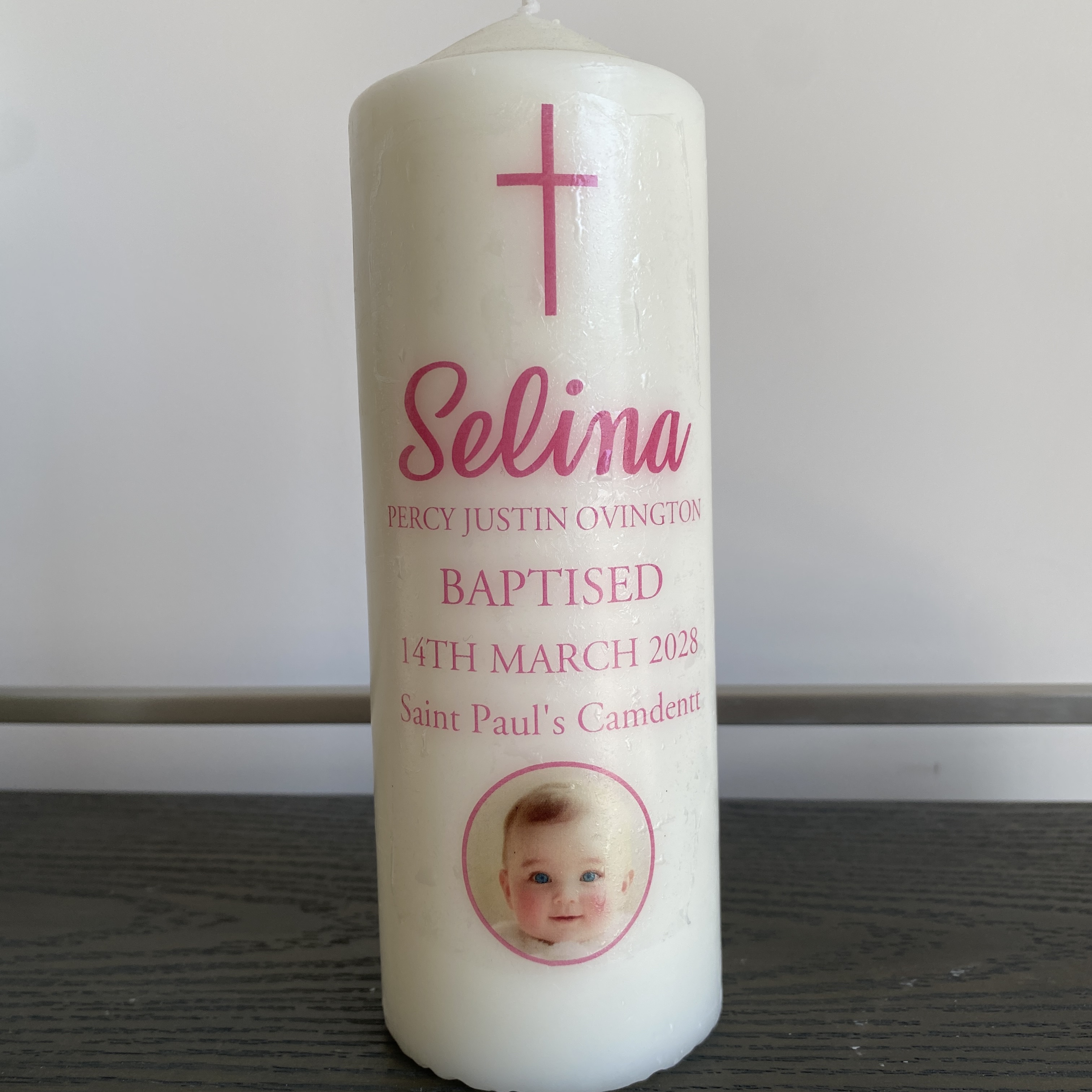 Personalised Candle Label - Custom Wedding Photo Stickers Baptism candle