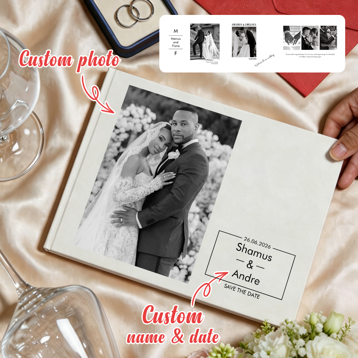 Custom Photo Book - Customized wedding signature book, customized photo