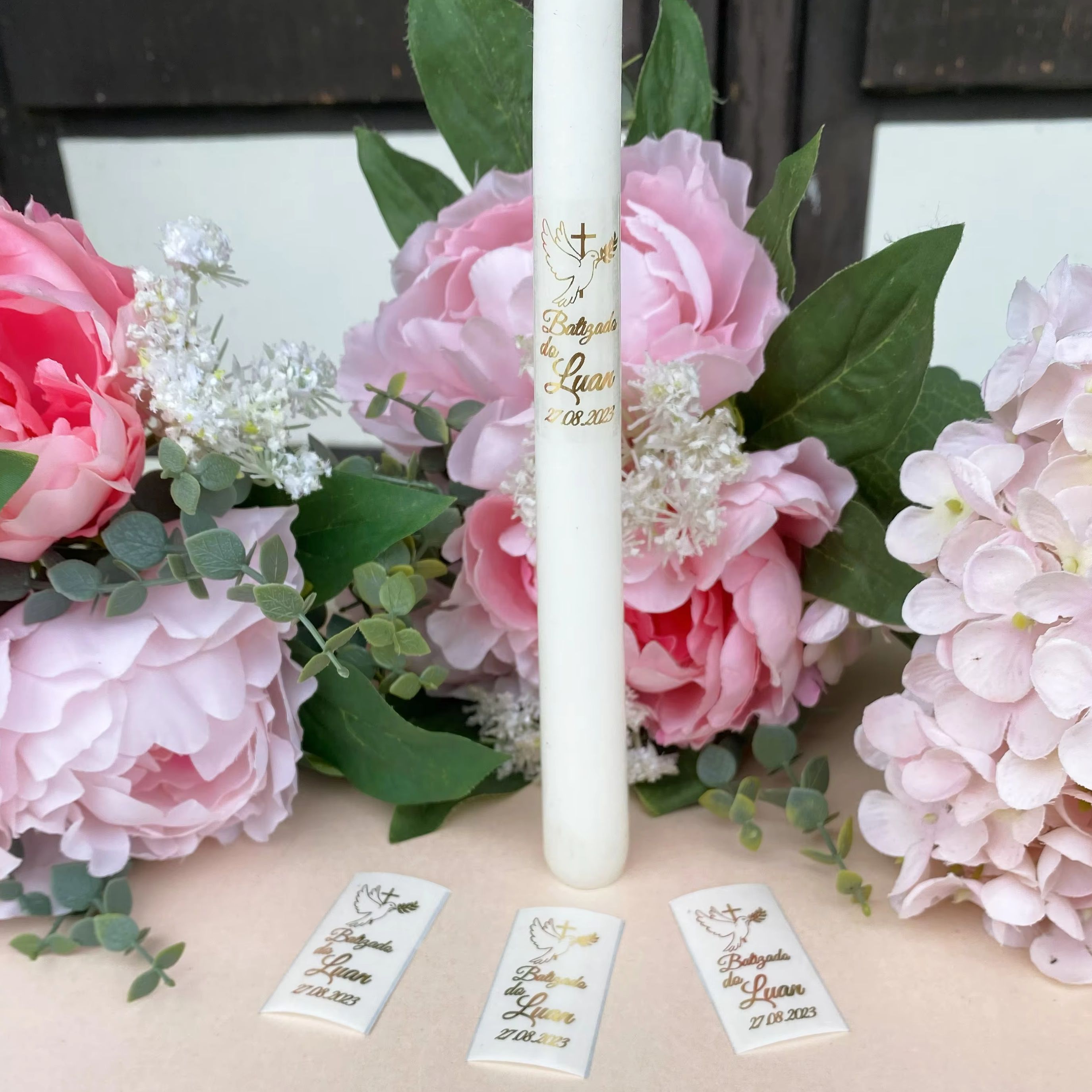 Personalised Candle Label - 10 Personalized My Baptism Taper candle