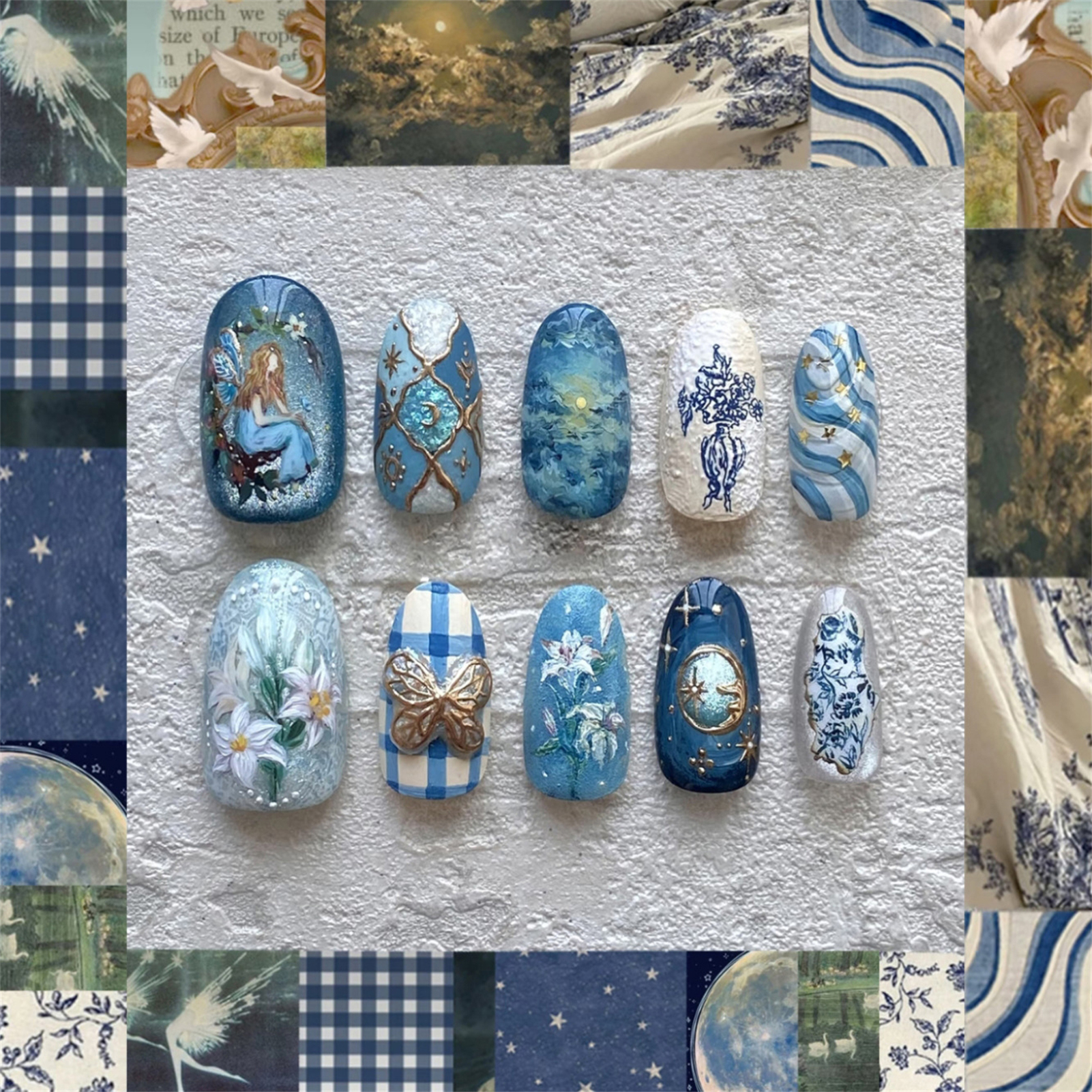 24pcs Vintage Garden Fake Nail - đánh giá và giá Pressed Flower Art