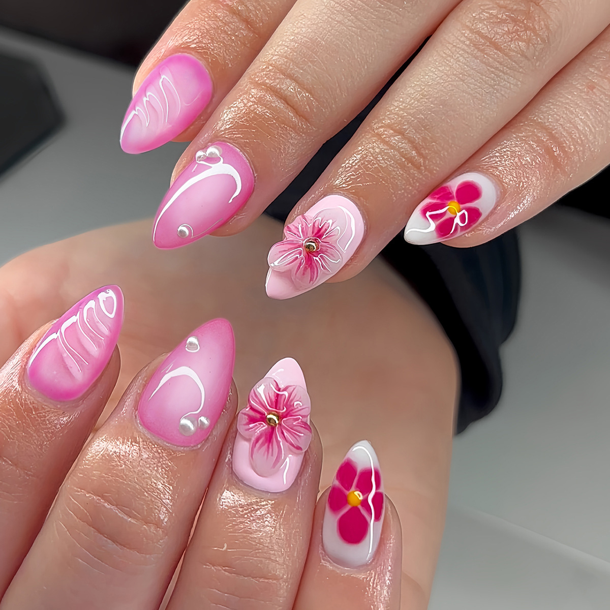 24Pcs Simple Almond Nails Tips - đánh giá và giá Pressed Flower Art