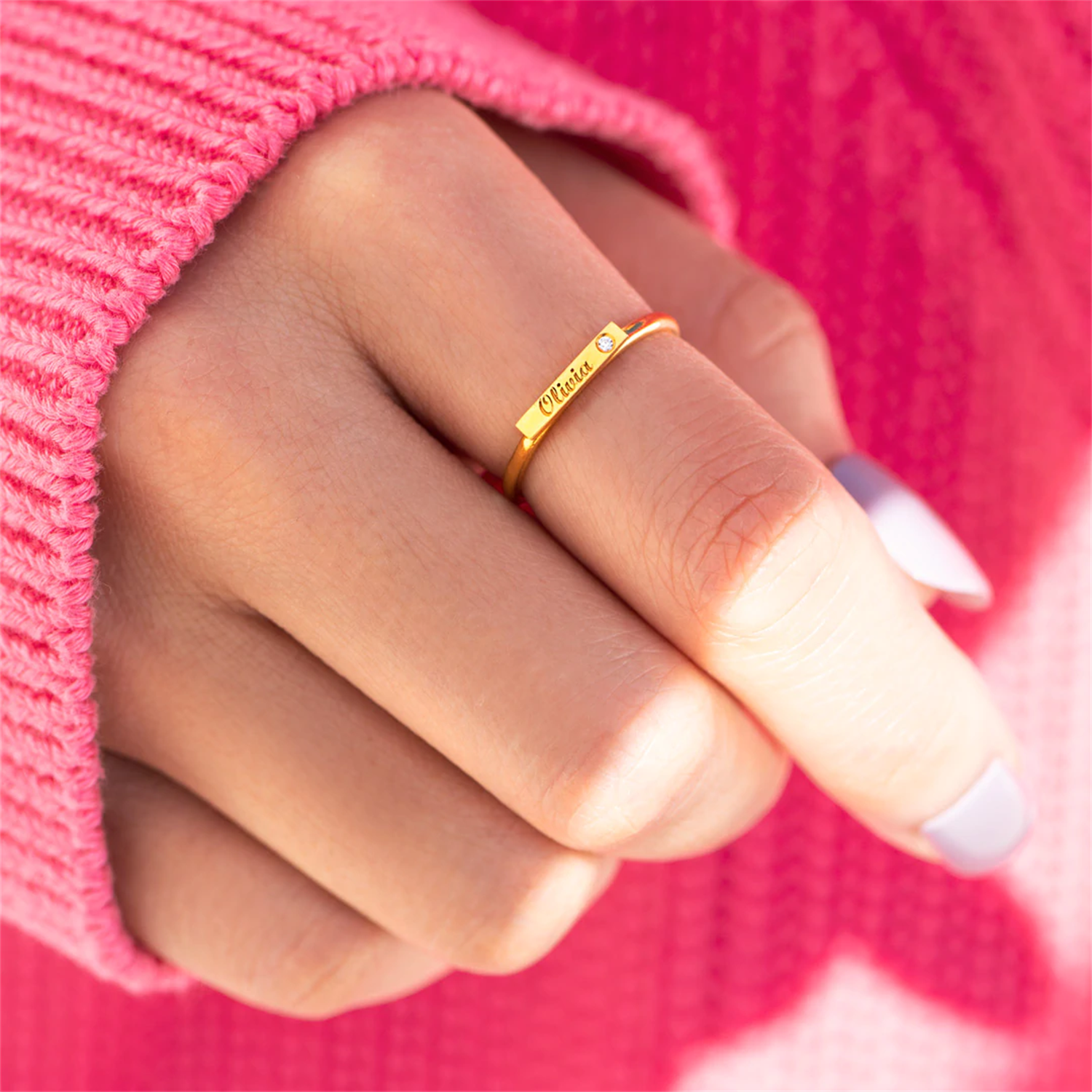 PERSONALIZED ENGRAVED MINIMALI - đánh giá và giá Initial Ring Custom