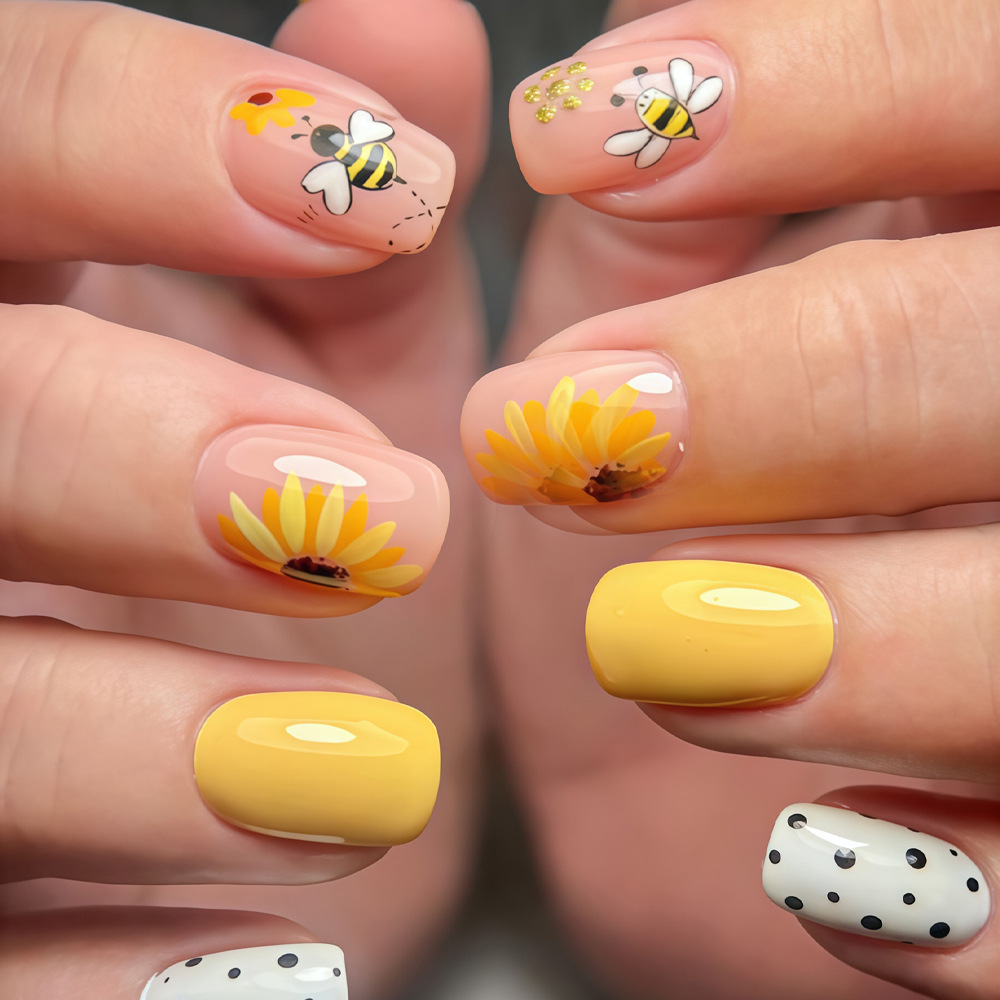 Short Square fake nails for wo - đánh giá và giá Pressed Flower Art