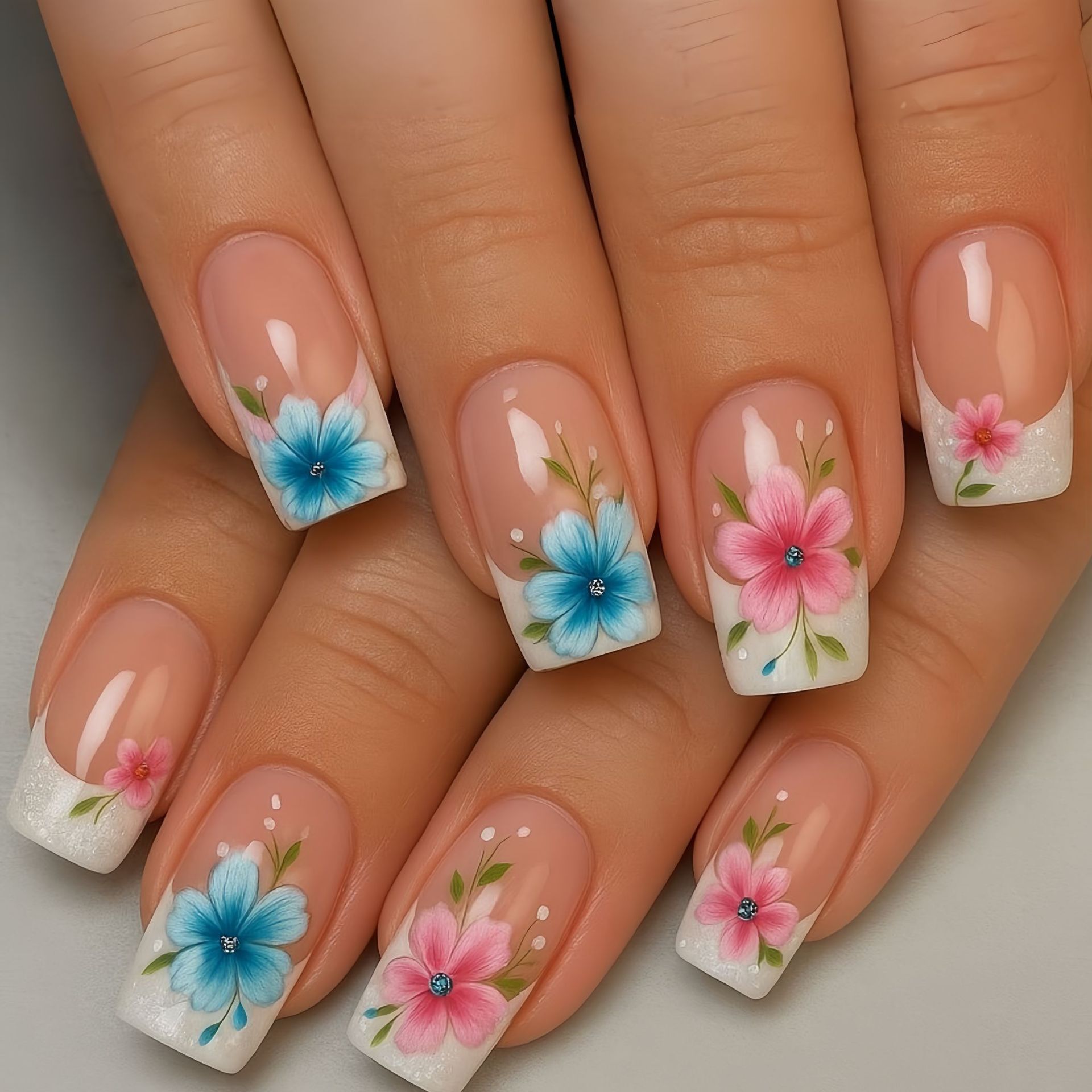Short Medium fake nails for wo - đánh giá và giá Pressed Flower Art