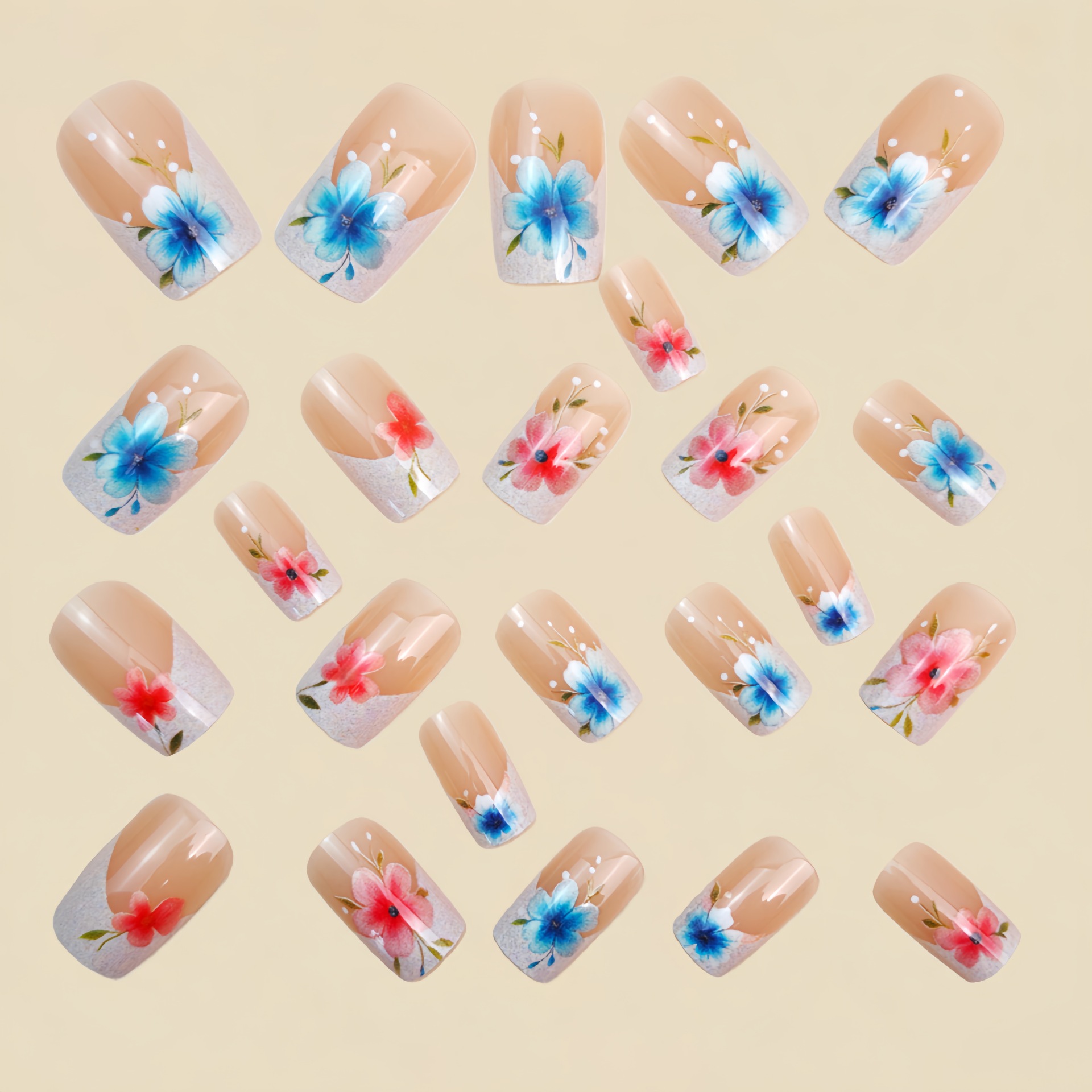 Short Medium fake nails for wo - đánh giá và giá Pressed Flower Art