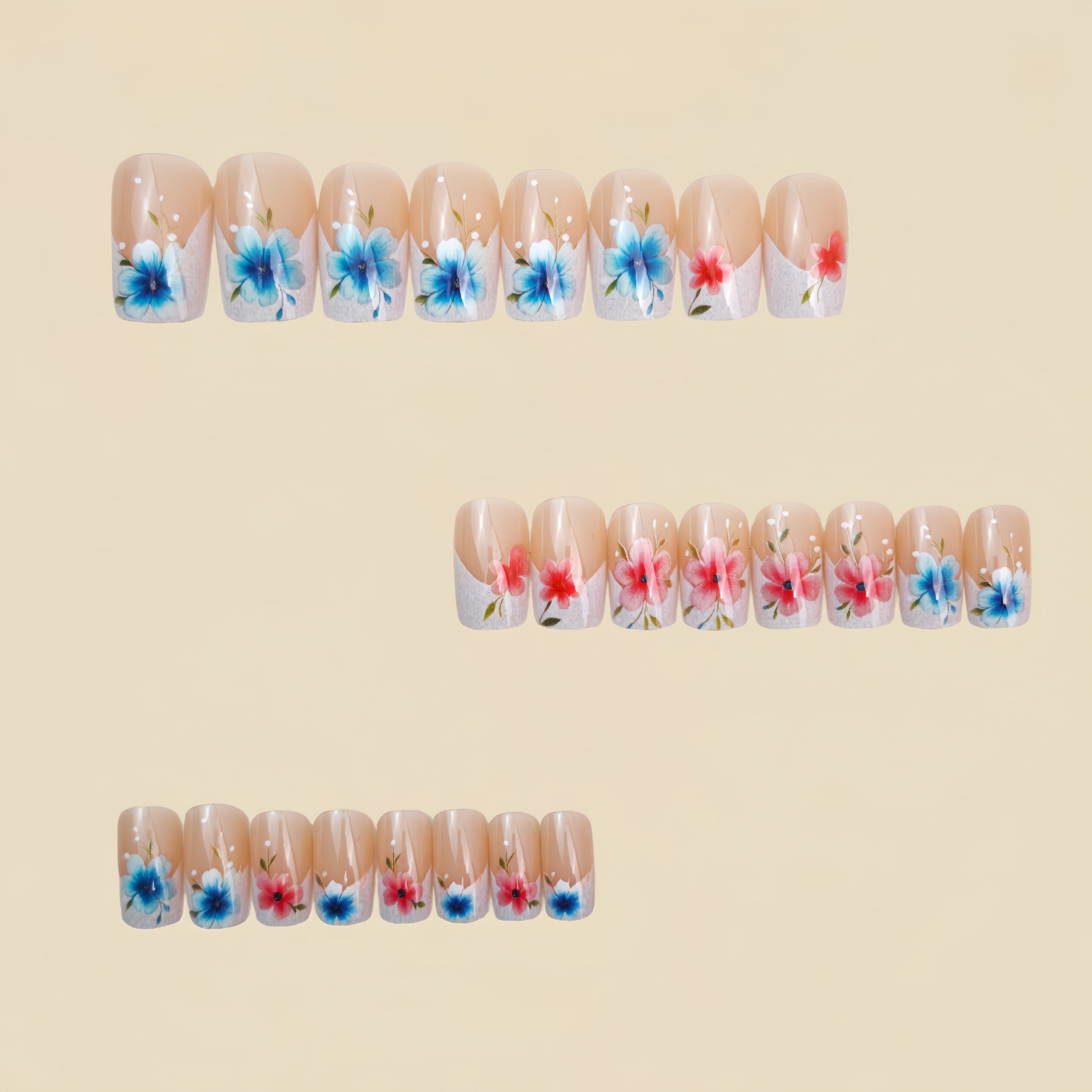 Short Medium fake nails for wo - đánh giá và giá Pressed Flower Art