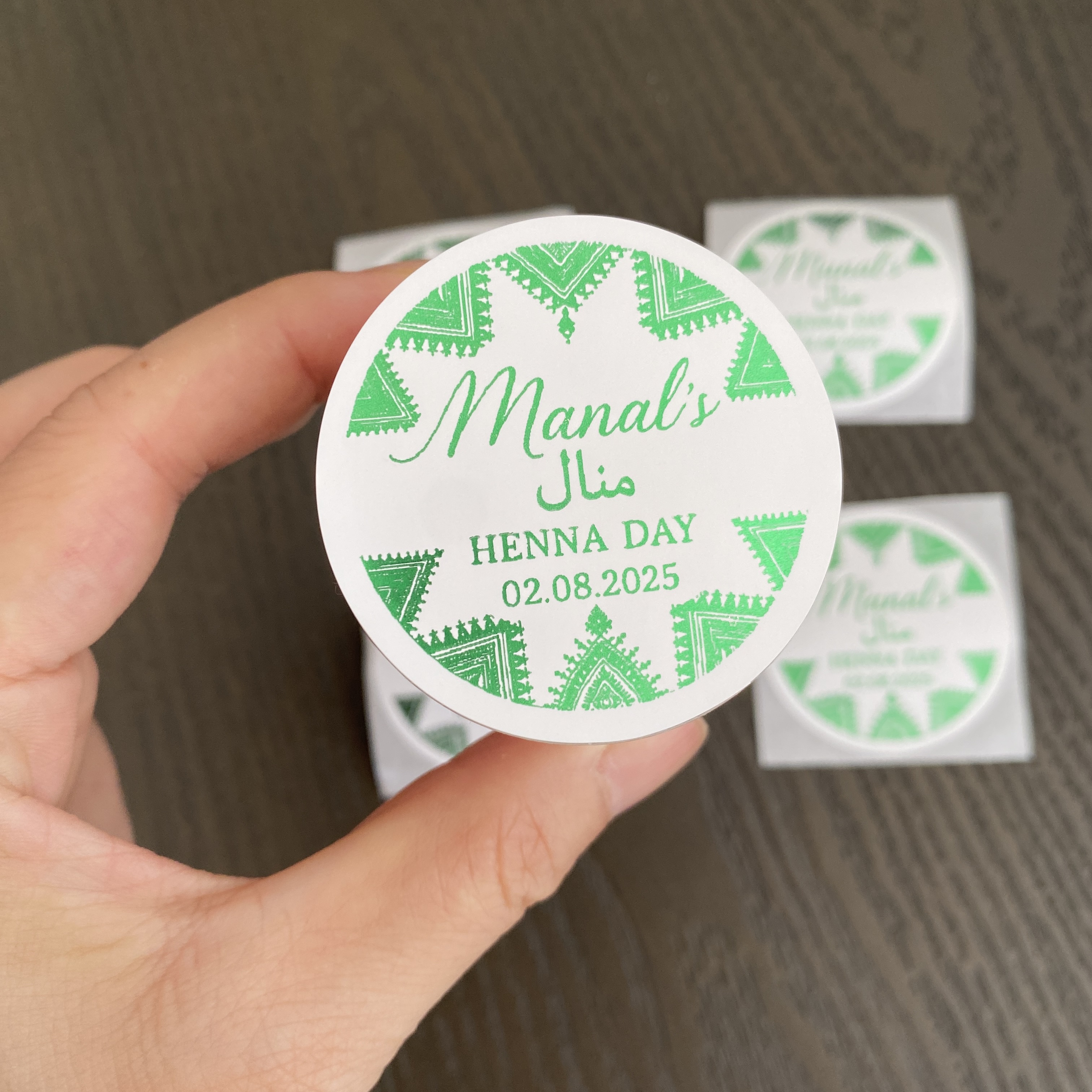 Green Mehndi Decorations Cotto - đánh giá và giá Personalised Candle Label