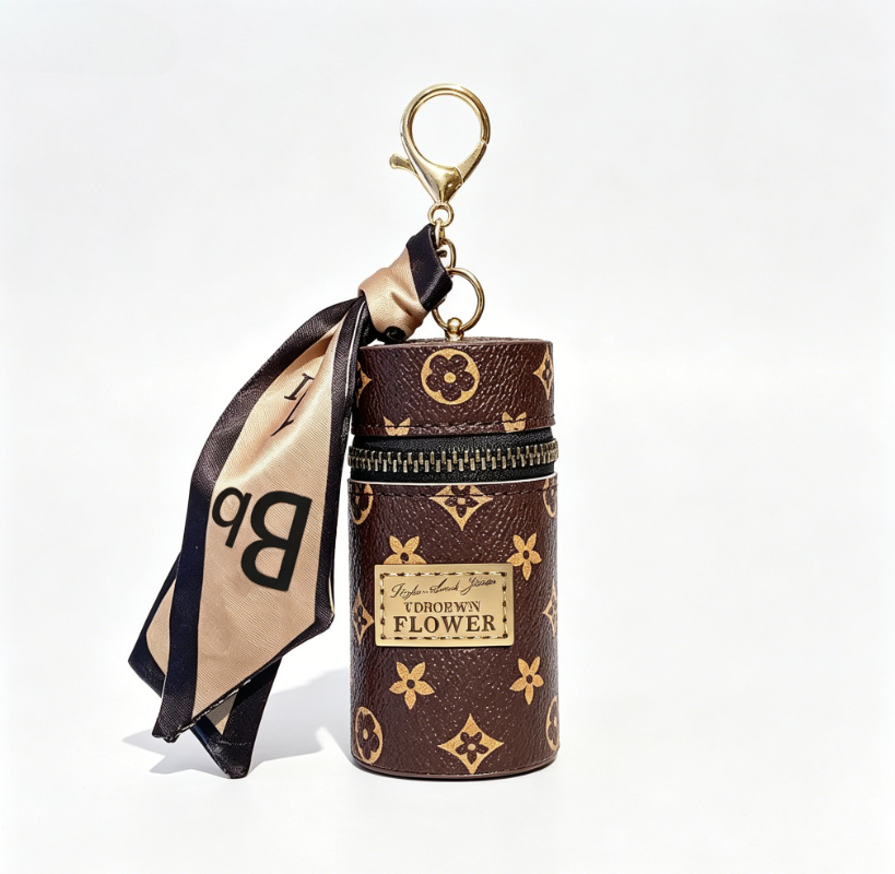Vintage Brown Floral Monogram  - đánh giá và giá Monogram Keychain Leather