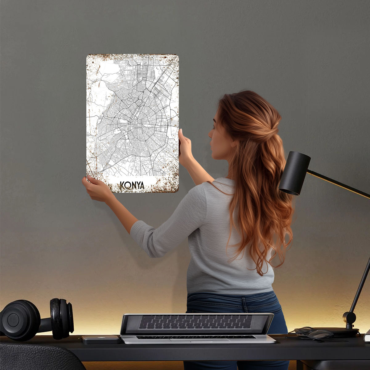 Konya City Map Tinplate Sign M - đánh giá và giá Custom Map Poster